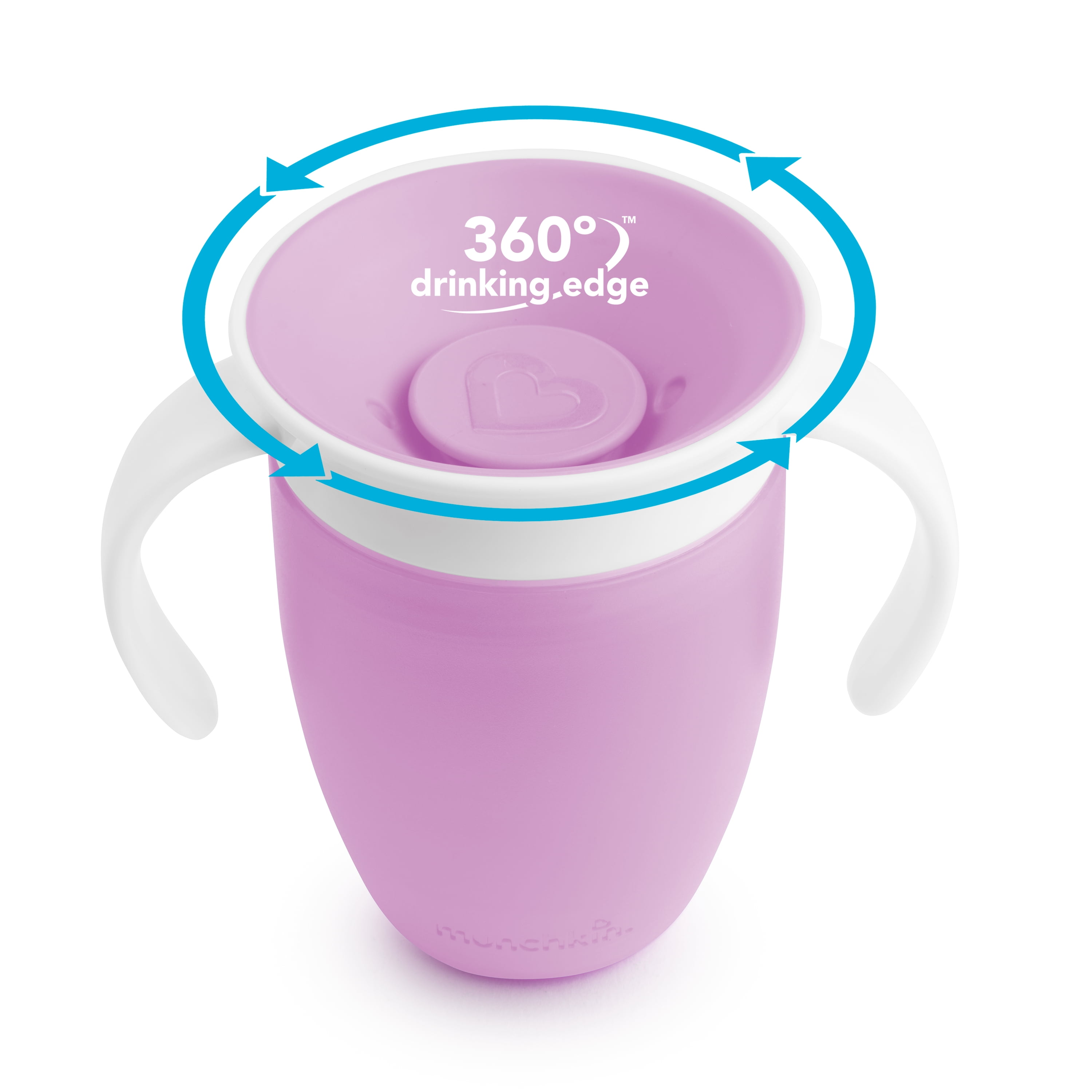  Munchkin® Miracle® 360 Trainer - Vaso para beber con asas, a  prueba de derrames, 7 onzas, paquete de 2, rosa/morado : Bebés