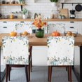 thumbnail image 3 of White Blue Pumpkin Chair Covers Set of 1 Fall Leaves Thanksgiving Farmhouse Chair Back Covers Stretch Removable Washable Slipcovers Protector for Dining Room Kitchen Party Decor, 3 of 5