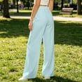 thumbnail image 4 of Inverlee Women's High Waist Wide Leg Pants Elastic Waist with Front Seam Casual Solid Color Work Trousers with Pockets Blue L, 4 of 6