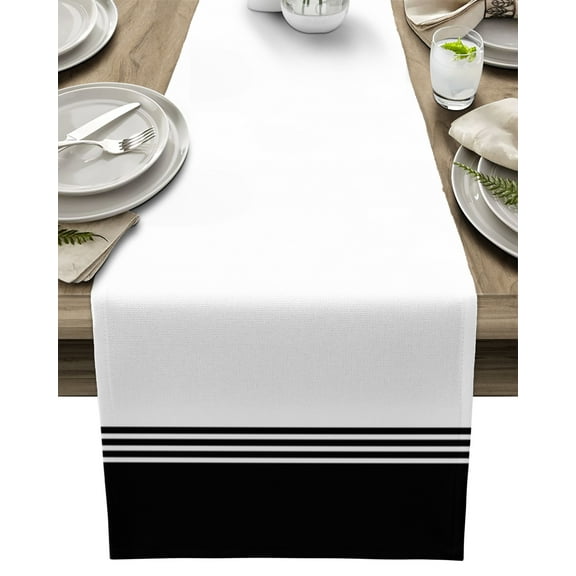 Table Runner Black White Stripes Table Decoration for Kitchen Dinning Minimalist Table Decoration for Indoor Outdoor Party Wedding Decor 13x90inch