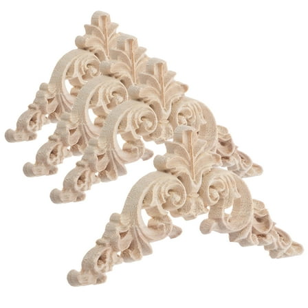 IBASETOY 4pcs Wood Appliques Onlays Decorative Wood Trim Unpainted for Home Decoration Enthusiasts