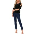 thumbnail image 2 of INSPIRE CHIC Sparkle Sequin Velvet Tops for Women's Cut Out Half Sleeve Party Club Holiday Blouse L Black, 2 of 5