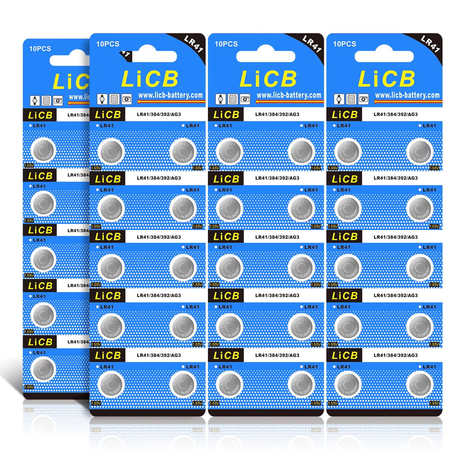 LiCB LR41 AG3 Button Battery Alkaline 1.5V for Digital Thermometer40 Pack