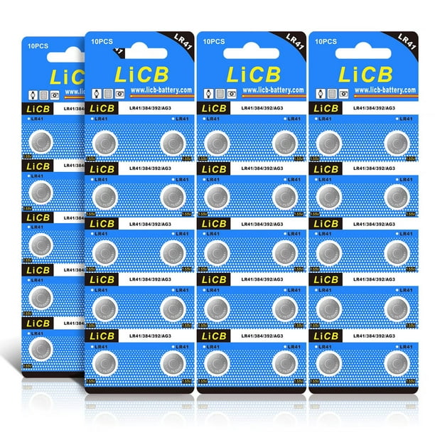 LiCB LR41 AG3 392 384 192 Batterie 1.5V Alcaline Piles Boutons (40