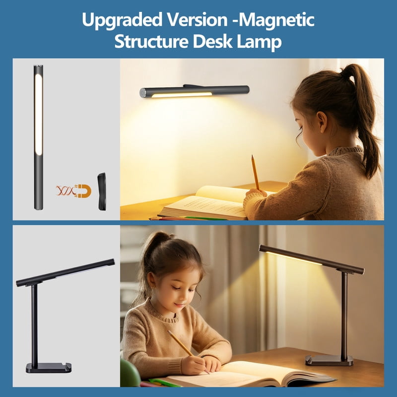 TICOZE LED Desk Lamp 360° Adjustable with USB Charging Port, 5 Light Modes and Dimmable Brightness Touch Control, Space-Saving Bedside Lamp for Reading, Craft, Work and Study (Black)