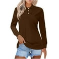 thumbnail image 2 of New summer arrivals Olyvenn Women's Button Collared Shirts Long Sleeve Golf T Shirt Quick Dry UPF 50+ Sun Protection Lightweight Athletic Tennis Shirts Brown 4-6, 2 of 6