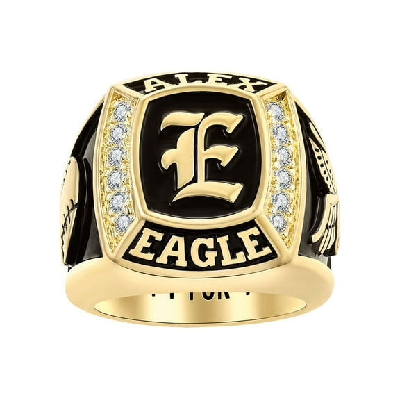 Order Now for 2025 Graduation, Freestyle Men's Initial CZ Square Birthstone Class Ring, Personalized, High School or College