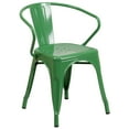 thumbnail image 5 of Emma + Oliver Commercial 30" Round Green Metal Indoor-Outdoor Table Set with 4 Arm Chairs, 5 of 5