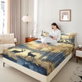 thumbnail image 4 of Feelyou Cartoon Deer Moose Bed Sheets, Western Rustic Cabin King Sheets, Watercolor Farmhouse Sheet Set, Lightweight Room Decor, 4pcs, 4 of 7