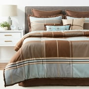 طقم لحاف من 8 قطع من Madison Park Plaid Lincoln Square California King، بني
