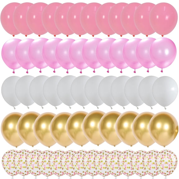 Pink and Gold Balloons, 120 Pcs 12 Inch Light Baby Pink White and Metallic Gold Balloons for Birthday Wedding Graduation Party Decorations