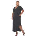 thumbnail image 3 of White Mark Women's Short Sleeve V-neck Maxi Dress, 3 of 6