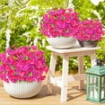 thumbnail image 4 of Artificial Fake Flowers Plant for Outdoors, 12 Bundles Faux Morning Glory UV Resistant Realistic Silk Flowers for Outside Planter Front Door Porch Patio Yard Spring Summer Decor (Fuchsia & Rose ), 4 of 5