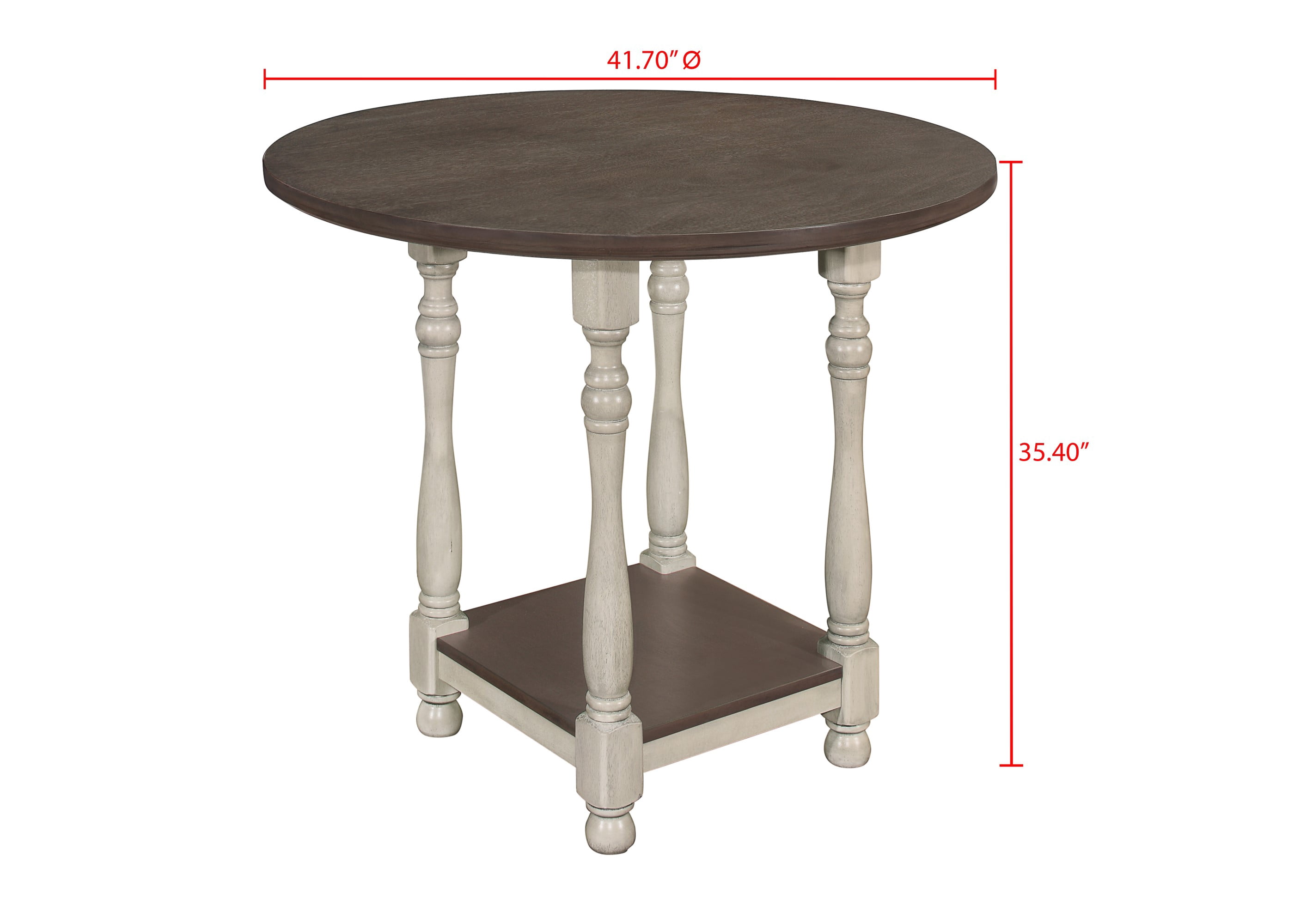 Home Design Ashley Antique Gray/Taupe Round Counter Table with Square Storage Shelf, Turned Legs, Two-Tone Design, Traditional Style, Durable Wood Construction, Space-Saving Design