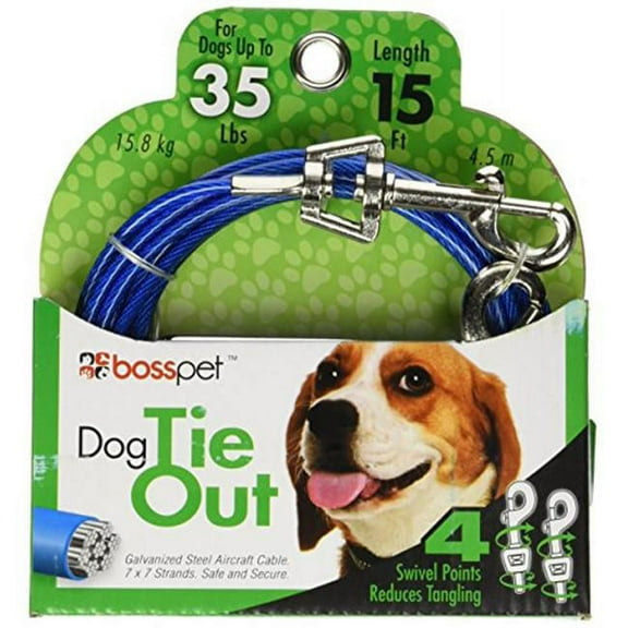 Boss Pet Products  Medium Dog Cable Tie-Out - 15 ft.