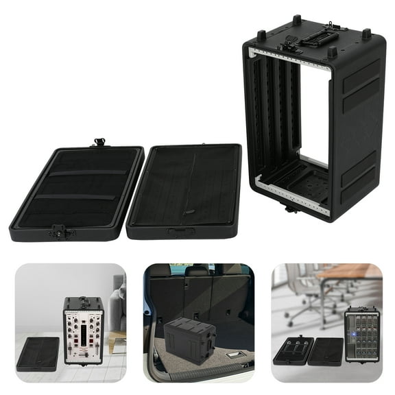 6U Rack Case,Rackmount Flight Cases,Space Shock Mount Racks with Microphone Storage Compartments for Protecting Equipment Equalizers, Amplifiers, Speakers, Audio Equipment, Mixers