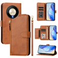 thumbnail image 1 of Funda para Honor X9b 5G con cremallera tipo cartera, tarjetero, marco de fotos, soporte y cordón, de piel sintética. marrón, 1 of 5