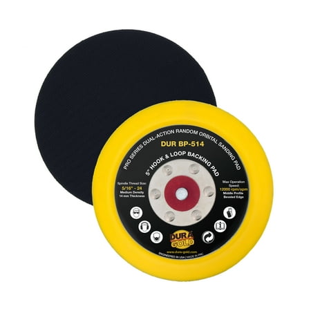 

Dura-Gold Pro Series 5 Hook & Loop DA Backing Plate Pad - 14mm Thick Medium Profile Edge Dual-Action Random Orbital Sanding Pad 5/16 - 24 Threads - For Sander Polisher Auto Woodworking Sandpaper
