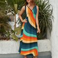thumbnail image 5 of s Retro Stripes Vintage Sleeveless Dress beach dress dress korean style Long dresses summer dresses womens, 5 of 7