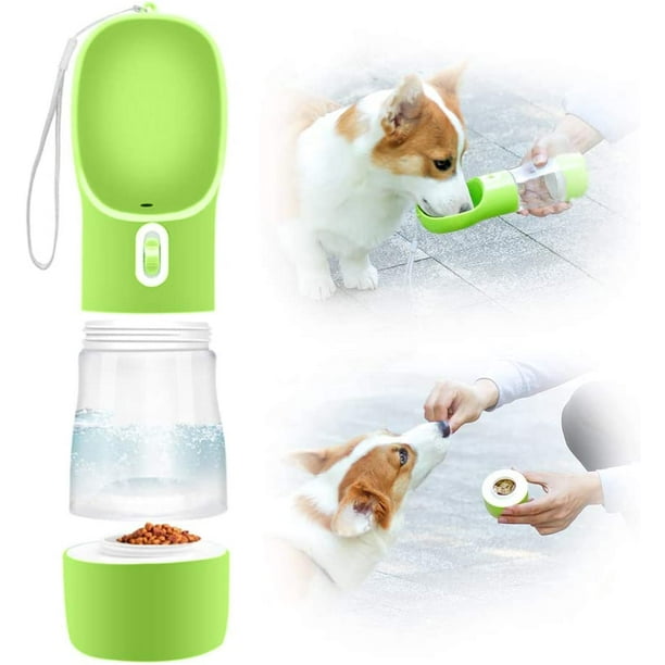 Bouteille d'eau pour Chien Portable,2 en 1 Gourde avec 2 bols