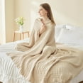 thumbnail image 6 of Large Cotton Blanket,QZS Beige Cotton Weave Throw Blanket,1Pack Lightweight Cozy Summer Cloth for Couch,Aesthetic Woven Cloth for Office,Home,51.2x59In, 6 of 7