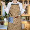thumbnail image 5 of Brown Christmas Pattern Apron-Garden Aprons for Women with Pockets-Cotton Linen Waterproof Kitchen Cooking Gardening Aprons Adjustable for Kitchen,Cooking,BBQ and Salon 33"x27", 5 of 7