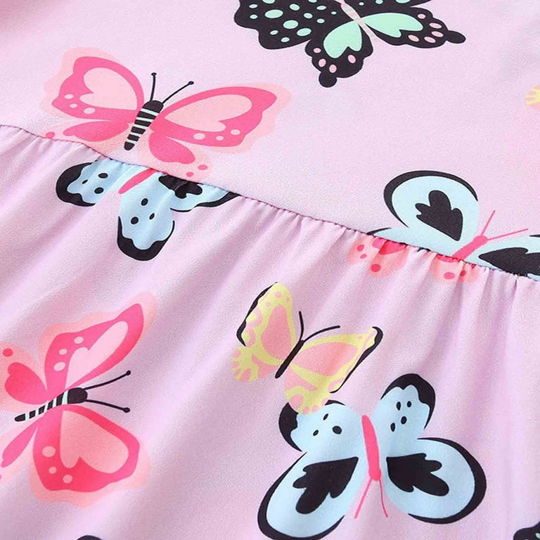 butterfly print skater dress Kiijoy Girls Butterfly Print Skater Dress Short Sleeve Dress, Sizes 2-8