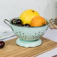 thumbnail image 2 of Enamel Colander Strainer Bowl Plates, Vintage Self-draining Fruit Dishes Enamelware with Stainless Steel Handles for Fruits Home Kitchen Decoration Small Green, 2 of 8