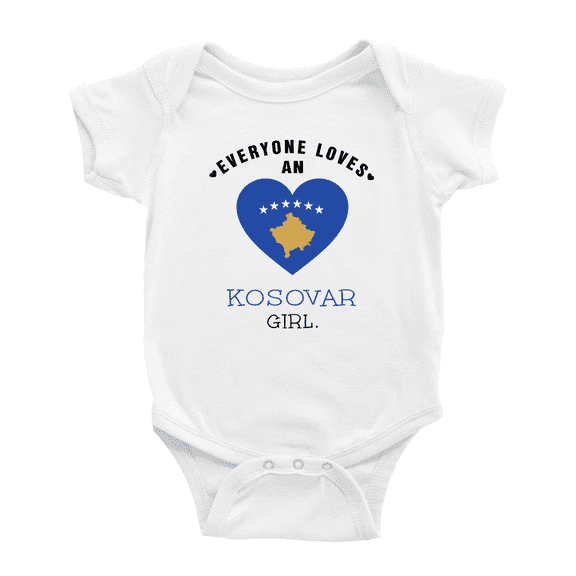 Everyone Loves an Kosovar Girl Baby Bodysuit Newborn Clothes Outfits (White, 0-3 Months)