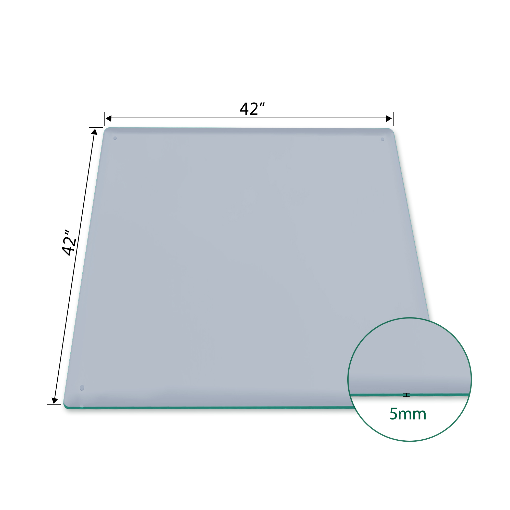 Square Glass Table Top Tempered Glass Table Top 42"x42",5mm,Grey
