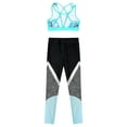 thumbnail image 4 of YEAHDOR Kids Girls Sleeveless Printed Crop Top with Leggings Athletic Outfit Set Dance Gym Sports Suit Leaf&Light Blue 6, 4 of 7
