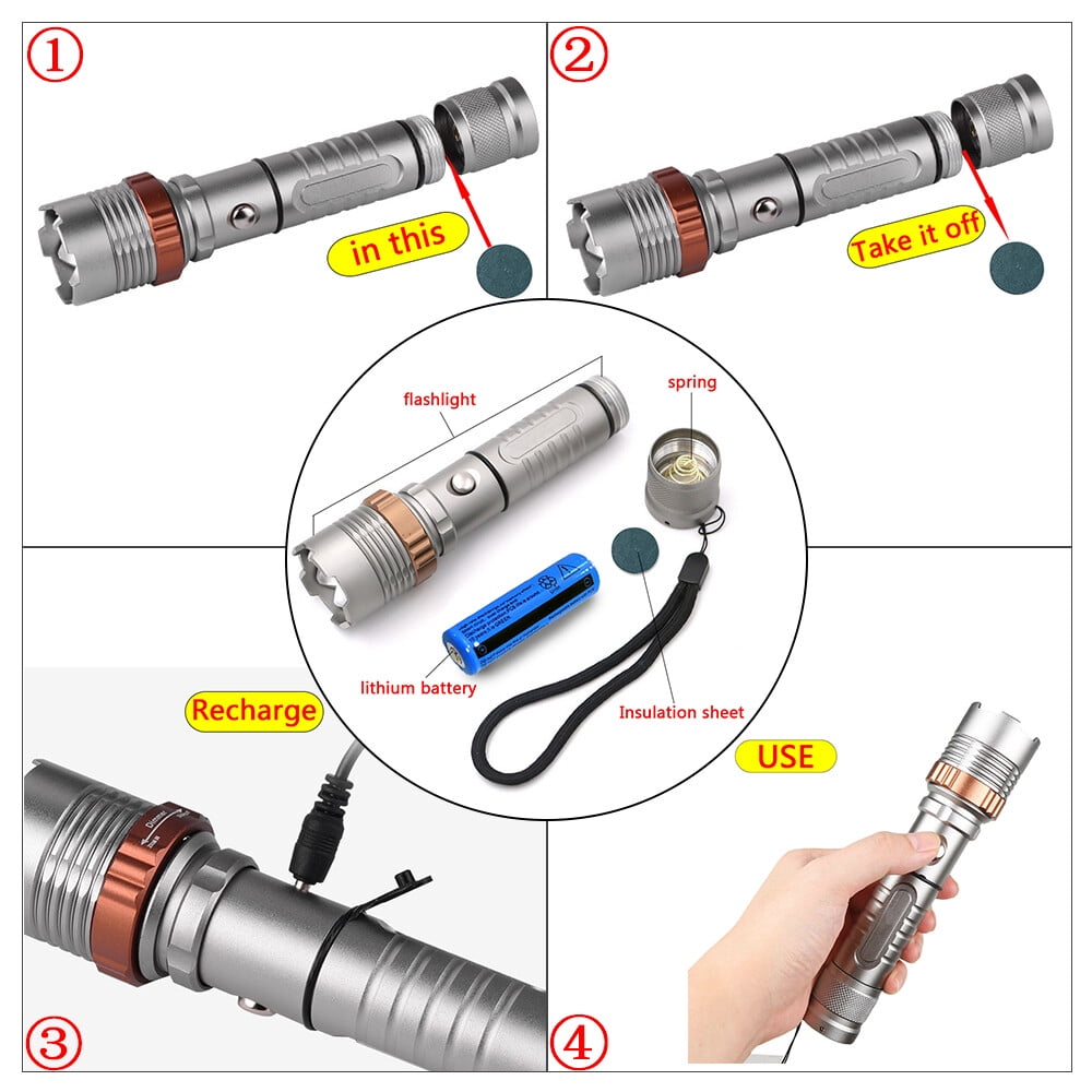 2-Pack Rechargeable LED Flashlights 5 Modes Zoomable 100m Range for Camping Hiking Emergency, Aluminum Alloy 6.5in Tactical Handheld Torch with 18650 Batteries and Dual Chargers Included Outdoor Gear