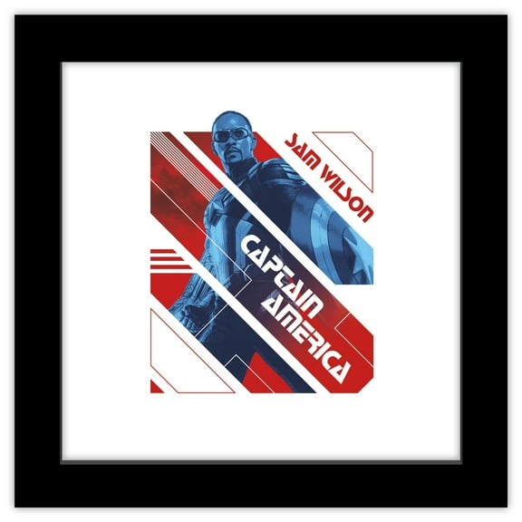 Gallery Pops Marvel Captain America: Brave New World - Sam Wilson Tech Badge Wall Art, Black Framed Version, 12" x 12"