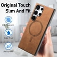 thumbnail image 3 of Allytech Magnetic Case for Samsung Galaxy S23 Ultra, Compatible with MagSafe, Premium PU Leather Slim Fit Anti-Fingerprint & Anti-Drop Protective Case Support Wireless Charging & Car Mount - Brown, 3 of 10