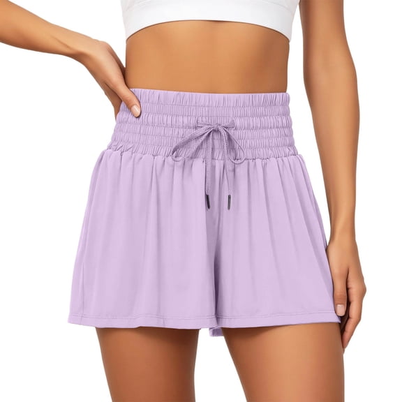 WAYUTE Womens Shorts High Waisted Yoga Running Gym Athletic Solid Color Workout Shorts with Pockets Versatile for Summer Daily Wear