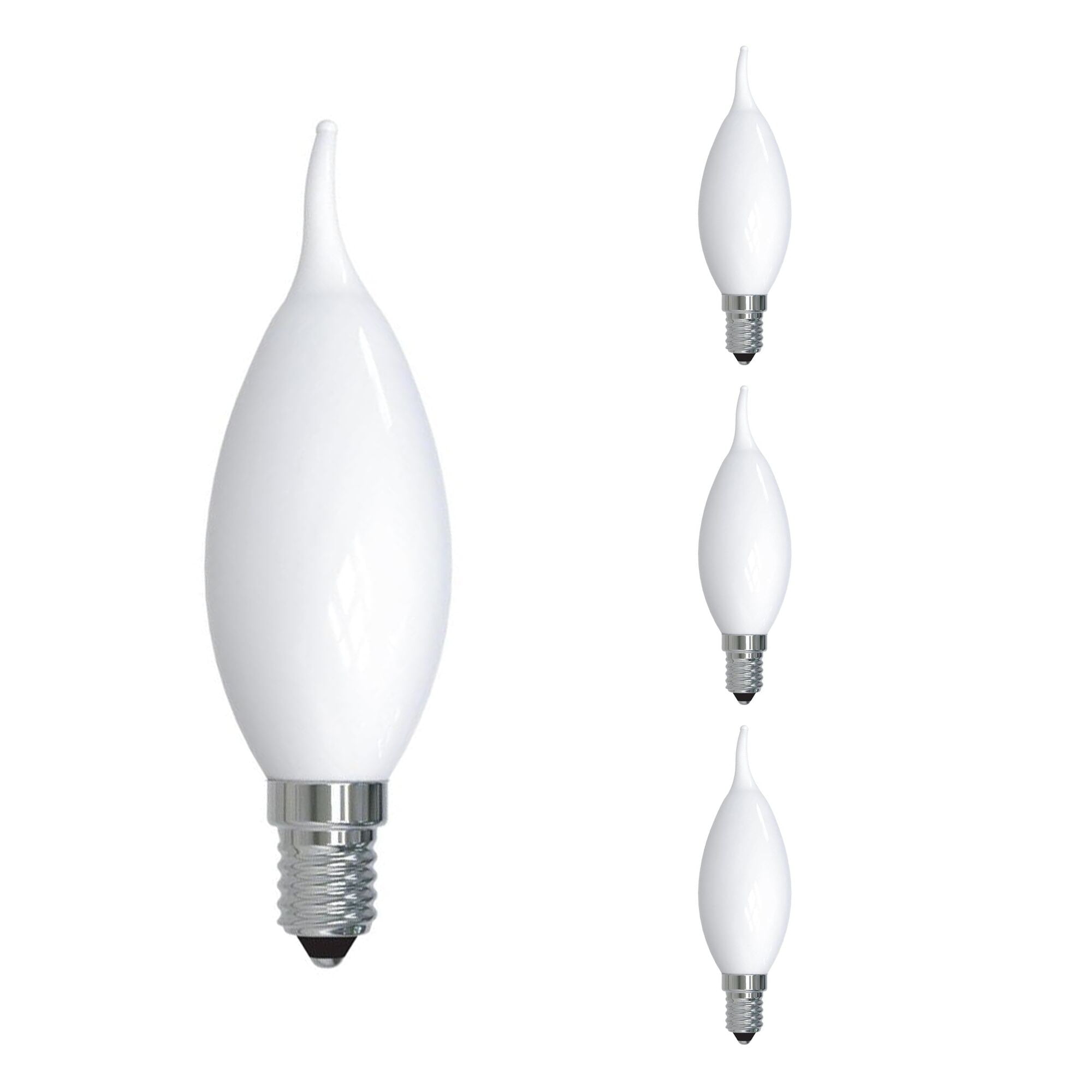Bulbrite Pack of (4) 4.5 Watt Dimmable Milky Filament CA10 Candelabra (E12) LED Light Bulb - 400 Lumens, 3000K
