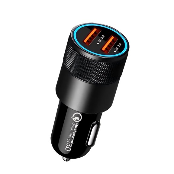 SHANLIDA Car Charger Cigarette Lighter Adapter Dual QC3.0 One-to-Two Super Fast Charging Multi-Function USB Black