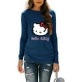 thumbnail image 3 of Hello Kitty Long Sleeve Shirts for Women Casual Crew Neck Basic Fall Tops Loose Fit Comfy Color blue, 3 of 5