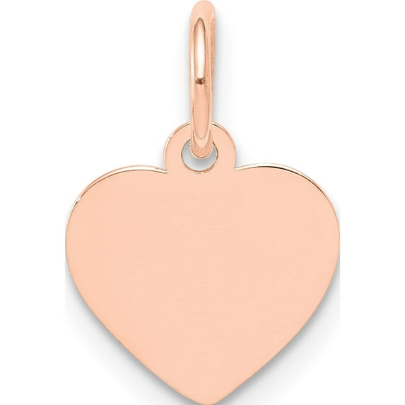 14K Rose Gold Plain .011 Gauge Engraveable Heart Disc Charm (14 X 9) Made In United States xrm193/11
