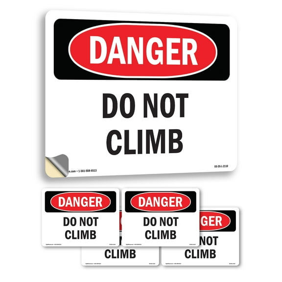 Do Not Climb OSHA Danger Vinyl Decal Label 7 Inch x 5 Inch - 5 Pack