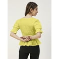 thumbnail image 2 of Moomaya Solid Cotton Tops For Women, 3/4th Sleeve Blouse, Smocked Waist Tops, 2 of 8