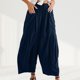 thumbnail image 2 of Pantalones holgados de mujer Pantalones casuales sueltos Pantalones de playa bohemios plisados ​​de color sólido simple FLhrweasw Nuevo, 2 of 7