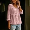 thumbnail image 4 of Long Sleeve Tops for Women Baeitkot V Neck Button Down Velvet Babydoll Shirt Loose Fit Tunic for Casual Fall Wardrobe Pink L, 4 of 8