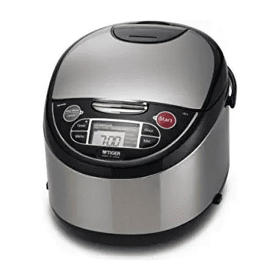 Tiger JAX-T18U-K 10-Cup (Uncooked) Micom Rice Cooker with Food Steamer & Slow Cooker, Stainless Steel Black