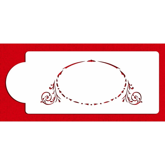 Designer Stencils Monogram Oval Crest Cake Stencil, Beige/semi-transparent