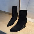 thumbnail image 4 of RUIYANQI Women's Knit Sock Ankle Boots Stiletto Heel Pointed Toe Dressy Fall Winter Shoes Elastic Slip On Fashion Booties For Women Black Women Sandal, 4 of 8