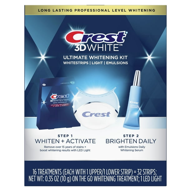 Crest 3DWhite Ultimate Whitening Bundle, Whitestrips, Light, Emulsions