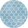 thumbnail image 4 of Unique Loom Trellis Frieze Collection Area Rug - Rounded (7' 10" Round Light Blue/Ivory), 4 of 7