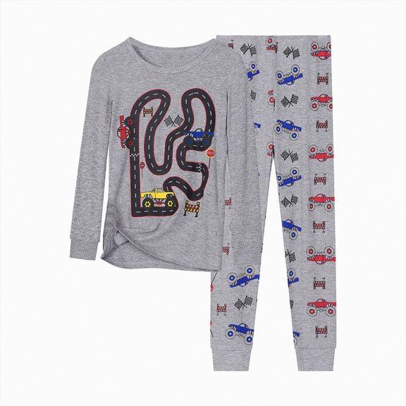 Baby Boy Outfits Girl Spring Fall Crew Neck Long Sleeve Stretch Waistband 6 9 12 18 24 Months Everyday Outfit Pajamas 2PCS