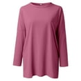 thumbnail image 3 of Womens Crew Neck Long Sleeve Top T Shirt Long Top Solid Color T Shirt With Pockets Women Casual Shirts Women's T Shirt Womens Swim Shirt Juniors Spandex Shirt Women Womens T Shirts Casual Summer Women, 3 of 4